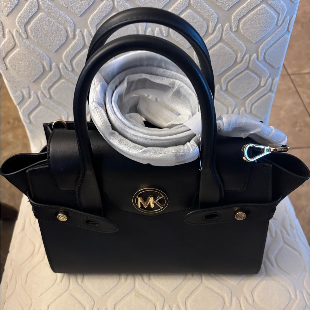 Michael Kors Black Satchel with Gold Accents